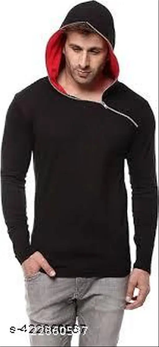 Cotton men's full sleeve hoodie, solid color, available in XS-XXL sizes