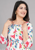 Womens long anarkali kurta, floral print anarkali gown