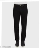 Men's black polycotton solid denim jeans (size 28/30/32/34), Indian origin