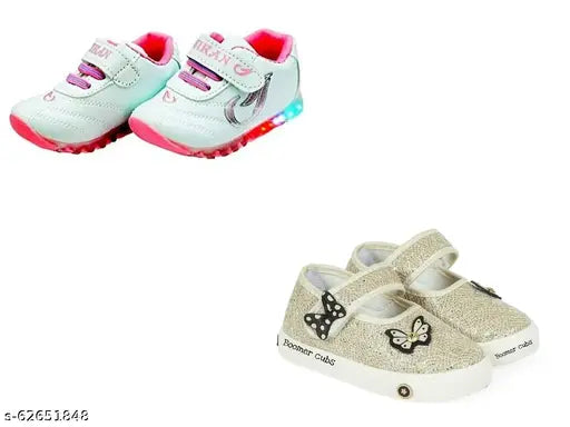 Synthetic leather, LED-embellished pink shoes with golden bellies for 21-24 months fashion upgrade