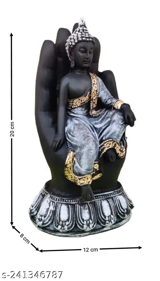 Blue resin Buddha statue, decorative showpiece for feng shui or gifting, measures 10cm x 20cm x 10cm (LxHxW)