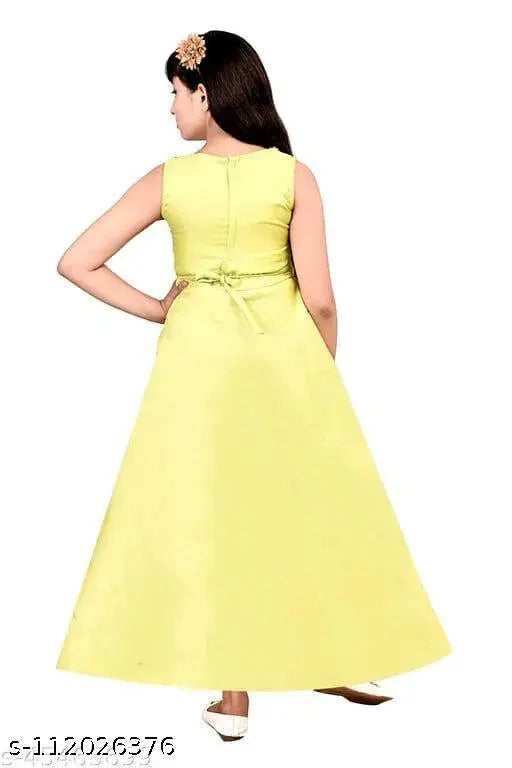Silk blend sleeveless printed net dress for cute girls aged 3-14 years, India origin