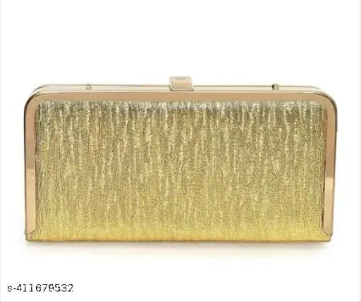 Golden sequin clutch with long handles, gold accent hardware