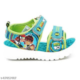Kids' summer sandal with colorful design and parrot motif, featuring vibrant sea green color, suitable for beach outings