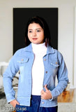 Modern denim women's jeans jacket, solid color, long sleeves. Quality, comfort, and good pricing. Made in India