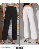 White straight-cut women's trousers fashionable 2-pack