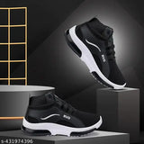 Boys' active running shoes, black, for outdoor park sports and casual wear