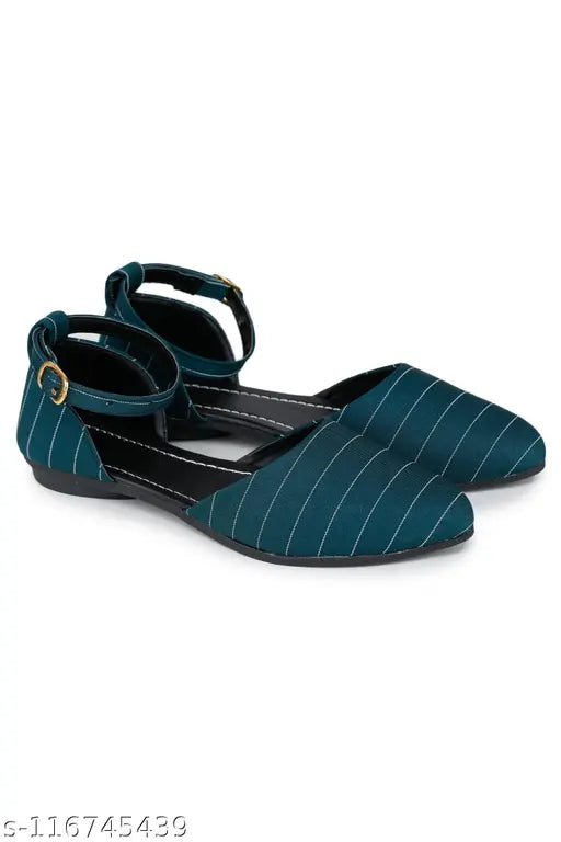 Striped mesh ankle bellies for women, ideal for party or casual-formal wear. Available in sizes IND-4 to IND-8, origin India