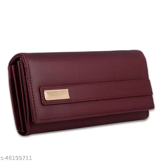 Maroon leather hand clutch, 6 card slots, phone pocket