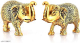 Gold oxidized, hand-carved hathi pair - Indian home decor statues, office table gift item, elevating living room ambiance