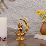 Gold-plated Krishna Idol Murti Statue, 10cm x 15cm x 6.5cm, Indian artistry in white metal for home decor or puja room gifts