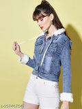 Denim waistcoat for women, stylish and graceful long-sleeved jacket from India