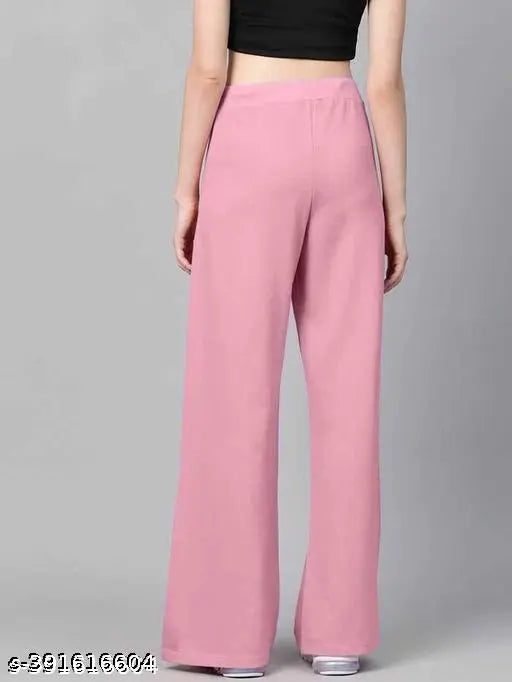Magenta high waist pants, cropped style, women's casual wear
