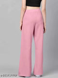 Magenta high waist pants, cropped style, women's casual wear