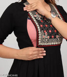 Embroidered black maternity feeding kameez