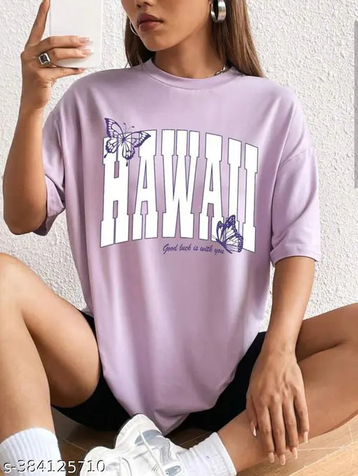 Purple KSHS over sized t-shirt with Hawaii written on it