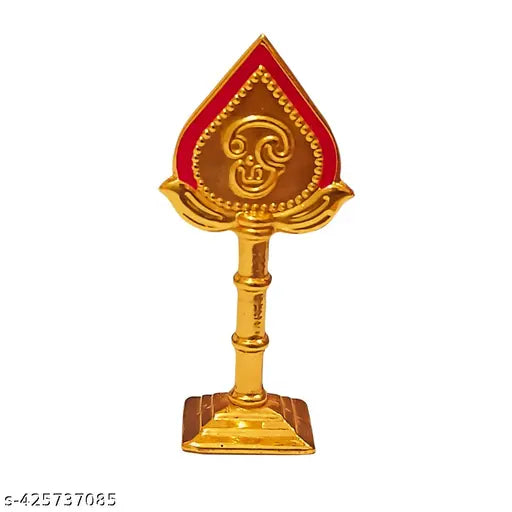 Golden Murugan vel metal religious idol for car dashboard, home decor, pooja room, office, or return gift. Handcrafted in India