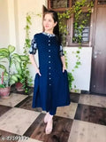 Rayon embroidered kurti for women, trending style with flared half sleeves, India-made