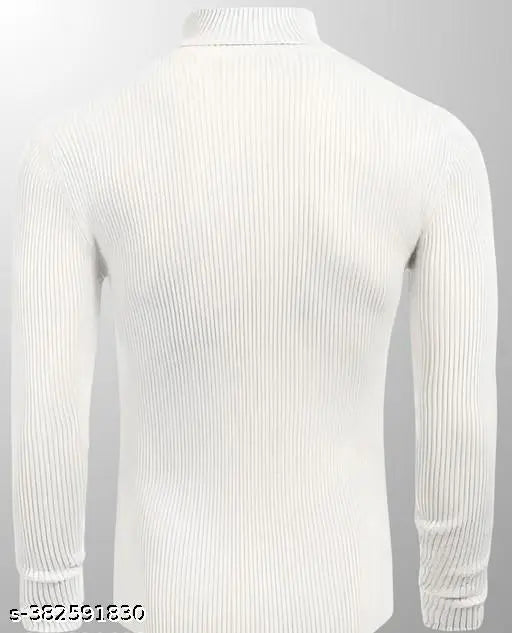 White polycotton high-neck turtleneck, cozy elegance for winter - XS (32" x 23"), S (34" x 24"), M (36" x 25"), L (38" x 26"), XL (40" x 27")