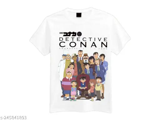Mens printed Detective Conan T-Shirt, half sleeve polyester tee for trendy fashion, India origin