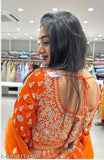 Orange Georgette Lehenga Choli Set - Festive, embroidered, semi-stitched, perfect for Indian weddings