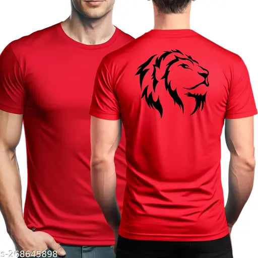 Tiger printed lycra T-shirt for men, solid sleeve, best deals for men's fashion
