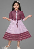 Indian party wear chiffon frock for kids, solid top with printed net bottom