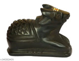 Pure black, poly resin Nandi Pindi Idol for pooja decoration. Handcrafted Shivling showpiece, VIDHAYA ARTS brand." (96 characters)