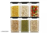 Plastic unbreakable grocery container. Black lid. Pack of 12, 1200ml