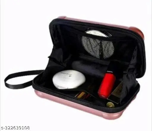 Black side sling handbag with cosmetics pouch in latest fashion collection
