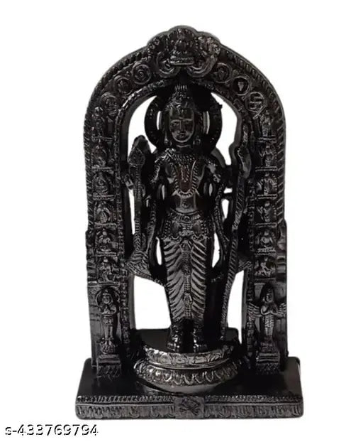 Handcrafted Ram Lalla idol, matte finish resin figure with marble dust, traditional Indian religious art for worship or home decor