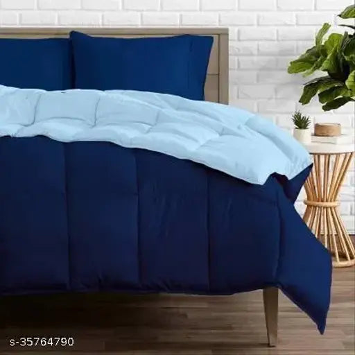 Soft polyester double comforter in plain dyed finish, 100% microfiber bedding from India