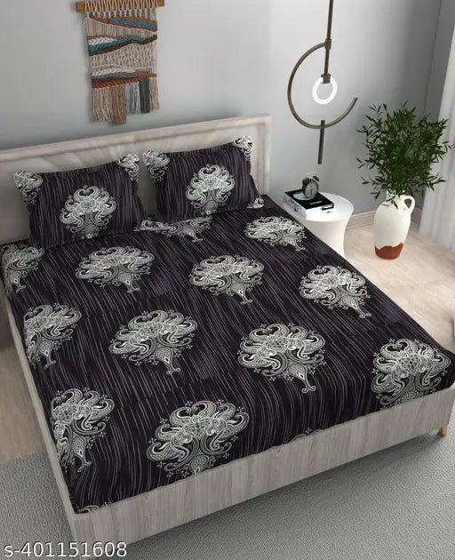 Ultra soft cotton elastic king size bedsheet with two pillow covers (72x78 inches), fits up to 8-inch mattress - ideal for summer, perfect for adult use