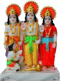 Multicolor poly resin Ram Durbar Statue featuring Laxman, Sita, and Hanuman. Spiritual showpiece for puja, vaastu, or table décor