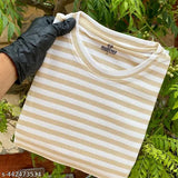 Men's solid cotton striped t-shirt, short sleeves, honeycomb texture, India-made