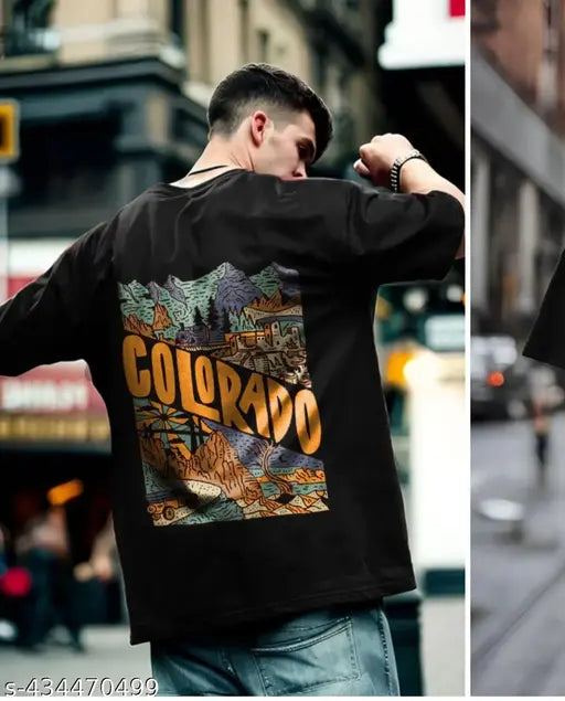 Black cotton short sleeved t-shirt with printed net pattern, suitable for various skin types and occasions. Breathable, durable, easy to clean, and comfortable for men