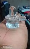 Crystal white Shivling home pooja decorative showpiece, 6cm tall and detailed, Indian handcrafted crystal artifact for spiritual home decor