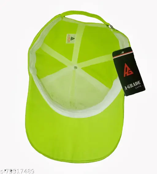 Yellow sports cap with multiple colors, adjustable strap