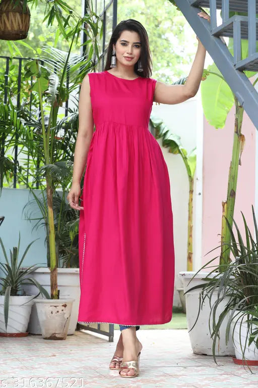 Viscose rayon sleeveless Gota work kurta by Nayra, Indian women's fashion