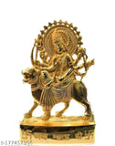 Metal Durga Ji Sherawali Mata figurine, traditional Indian god idol on display