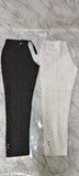 Embellished cotton pants combo: Black & White ladies' wear, both side pockets, India origin