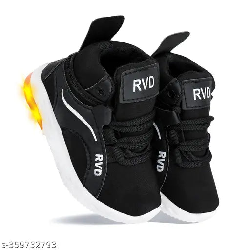 Black sneakers with white soles, LED light up heels for children