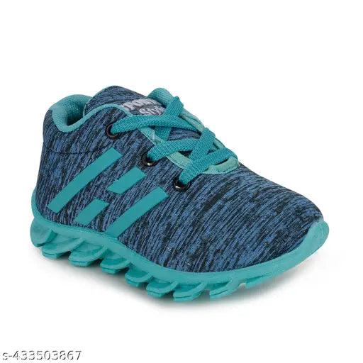 Neon blue and white walking shoes for children, suitable for kids ages 12 months to 35 years