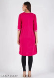 Pink woolen kurti, long sleeves, traditional design