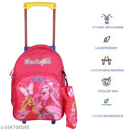 Polyester net Indian Riders waterproof school trolley bag, pink multicolor, 16 inches, 25L, free size