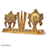 Handcrafted aluminum Vishnu statue with Shankh Chakra, ideal for prayer worship in Pooja Mandir or home decor. Dimensions: 22cm (L) x 10cm (H) x 8cm (B). Perfect gift option for festive occasions like Diwali. Made in India