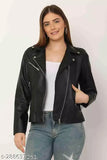 Pink Faux Leather Biker Jacket - Solid, Long Sleeves, India Origin