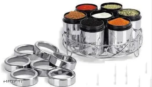 ATROCK tainless Steel Masala Dabba| 7 in 1 Masala Dani| Dry Fruits Jars & Containers| Masala Box For Kitchen