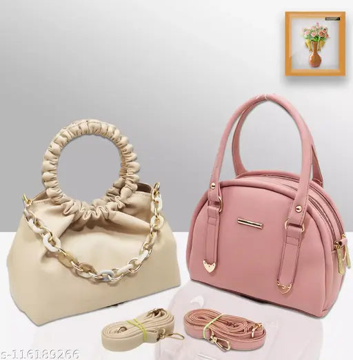 Pink sling bag, leather with gold accents, features detachable chain shoulder strap