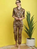 Tiger Print Satin Night Suit for Women, premium quality, breathable fabric, exquisite design